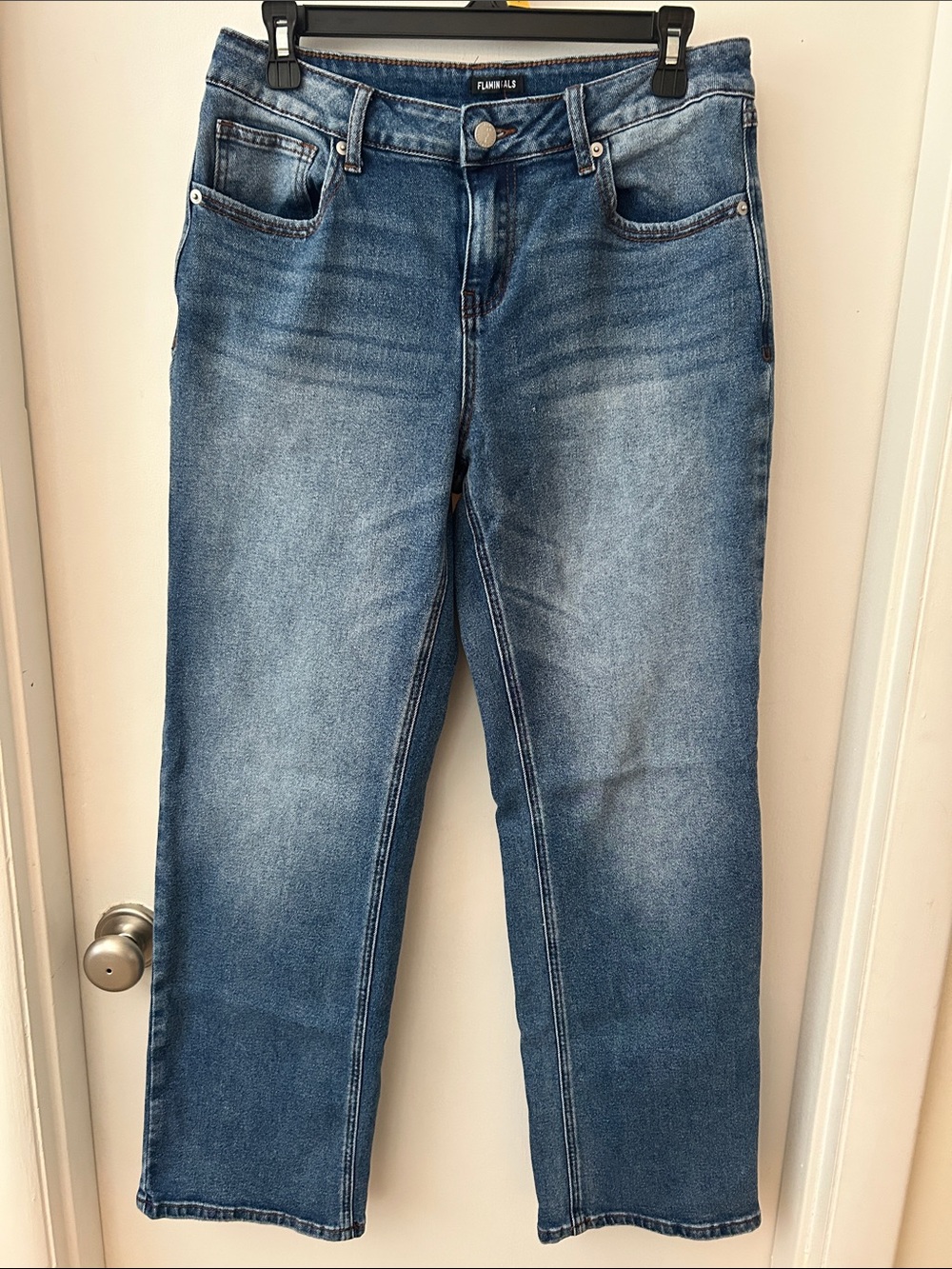 Flamingals Blue Straight-Leg Jeans — Mid Wash Women's Denim